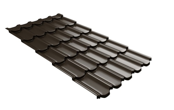 Металлочерепица квинта плюс с 3D резом 0,5 GreenСoat Pural RR 32 темно-коричневый (RAL 8019 серо-коричневый) купить в Кузнецке