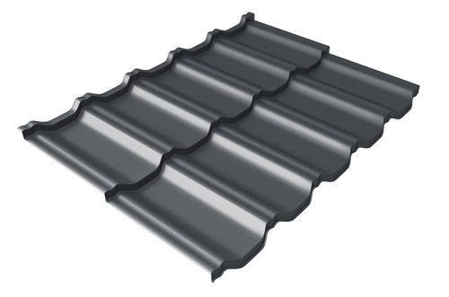 Металлочерепица модульная Квинта Uno Grand Line c 3D резом 0,45 PE RAL 7024 мокрый асфальт купить в Кузнецке