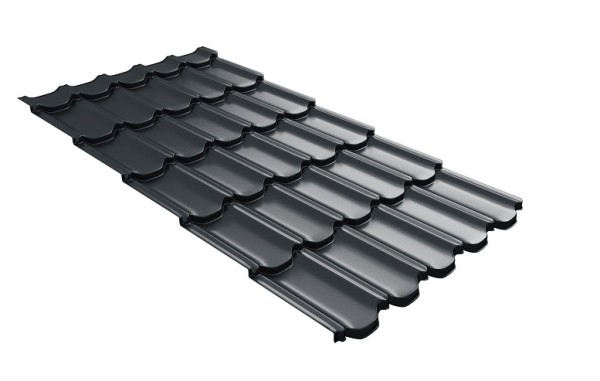 Металлочерепица квинта плюс с 3D резом 0,5 Satin RAL 7016 антрацитово-серый купить в Кузнецке